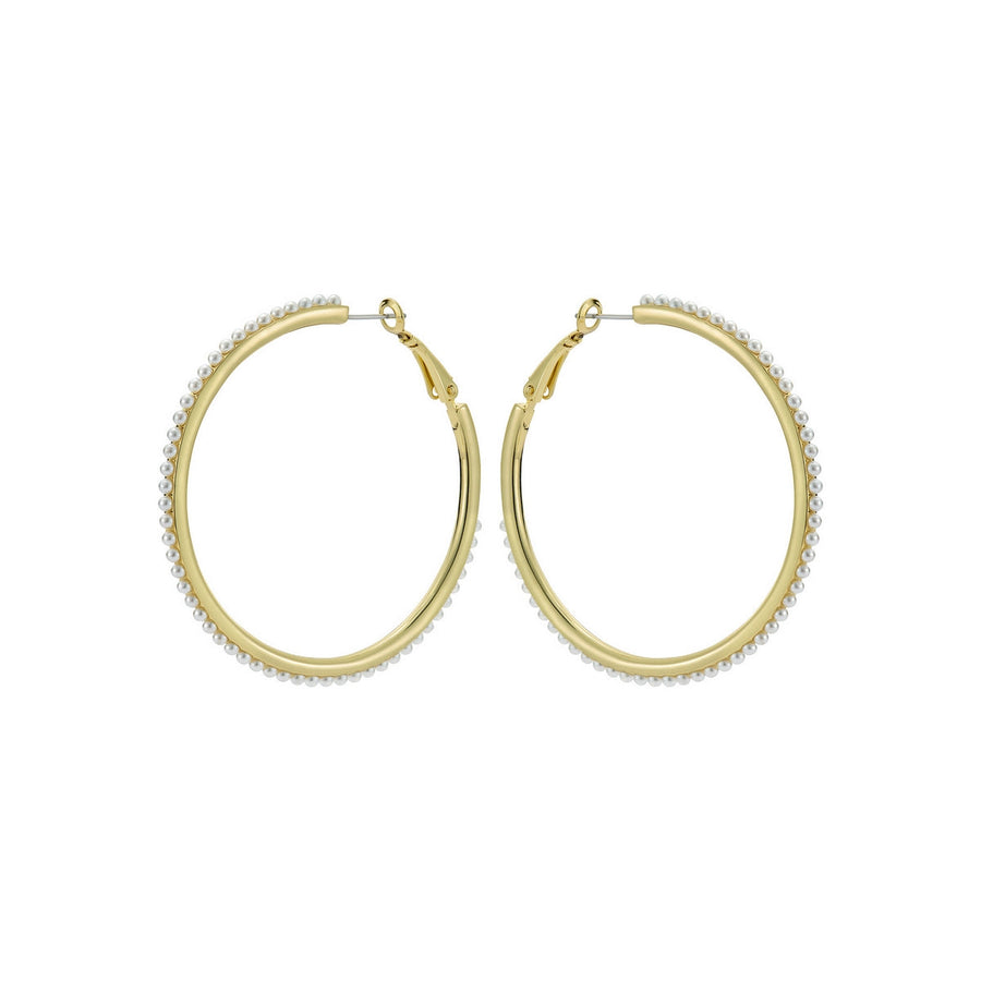 ted baker perla: large pearl hoop earrings, gold tone, pearl