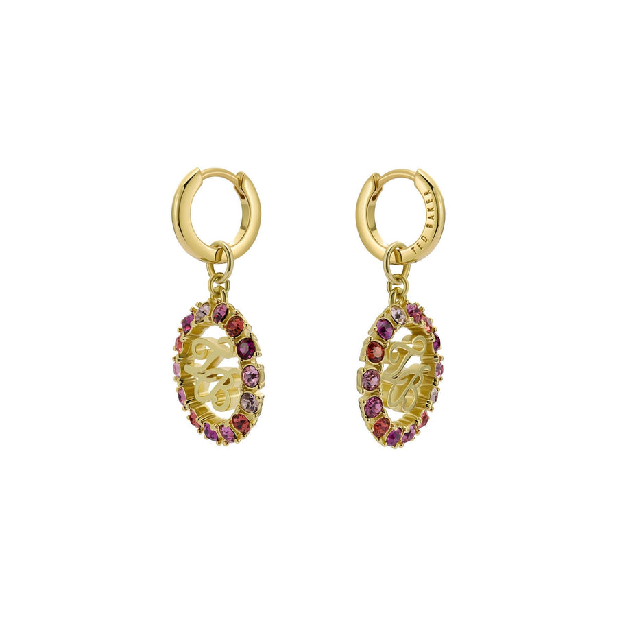 ted baker molika: monogram crystal huggie earrings gold tone