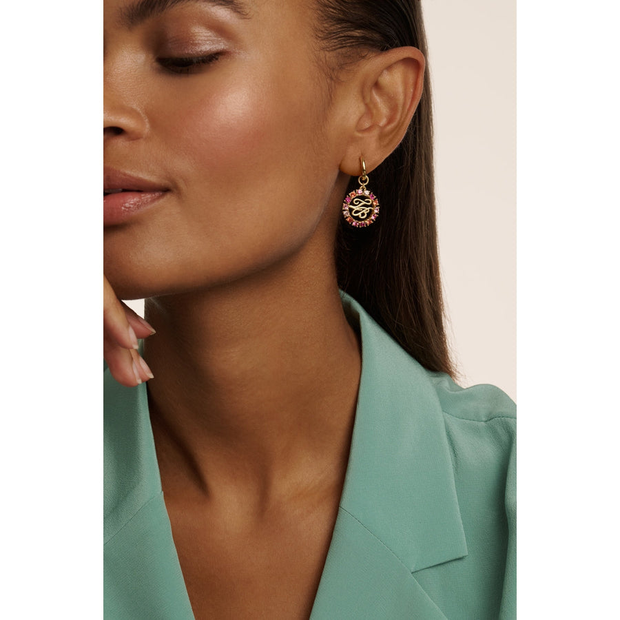 ted baker molika: monogram crystal huggie earrings gold tone