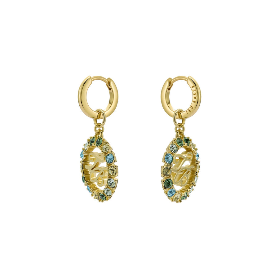ted baker molika: monogram crystal huggie earrings gold tone