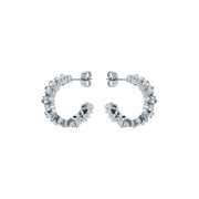 ted baker clarence: crystal cluster hoop earrings silver tone