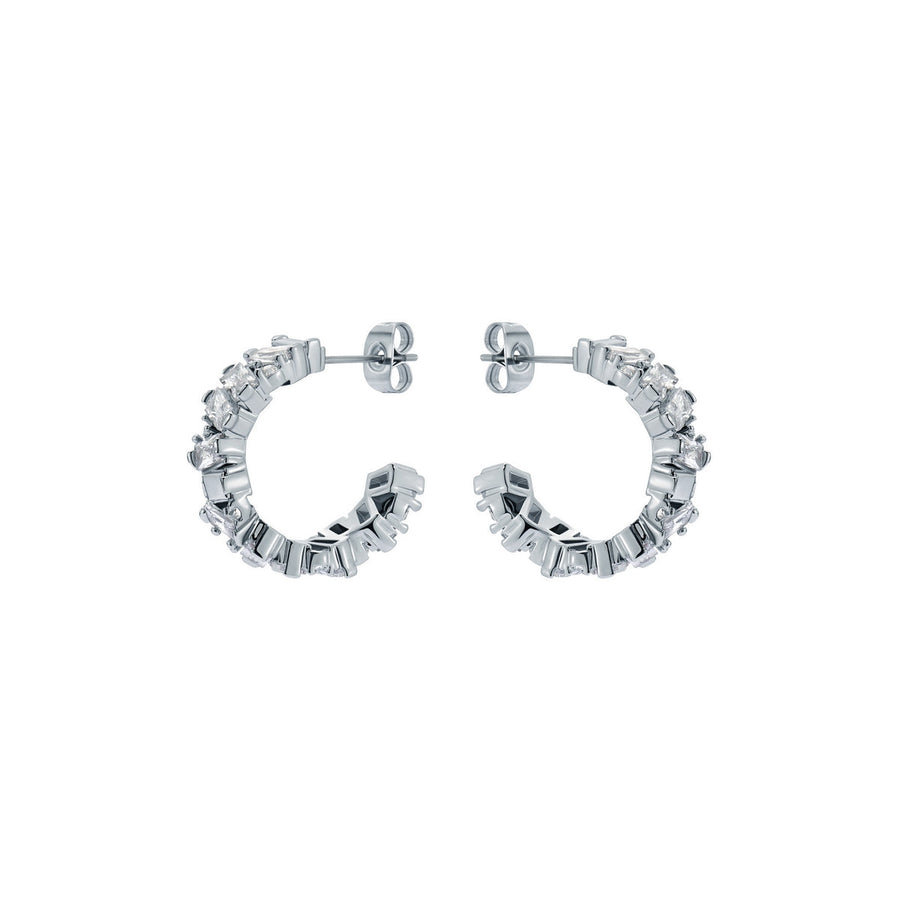 ted baker clarence: crystal cluster hoop earrings silver tone