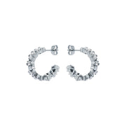 ted baker clarence: crystal cluster hoop earrings silver tone