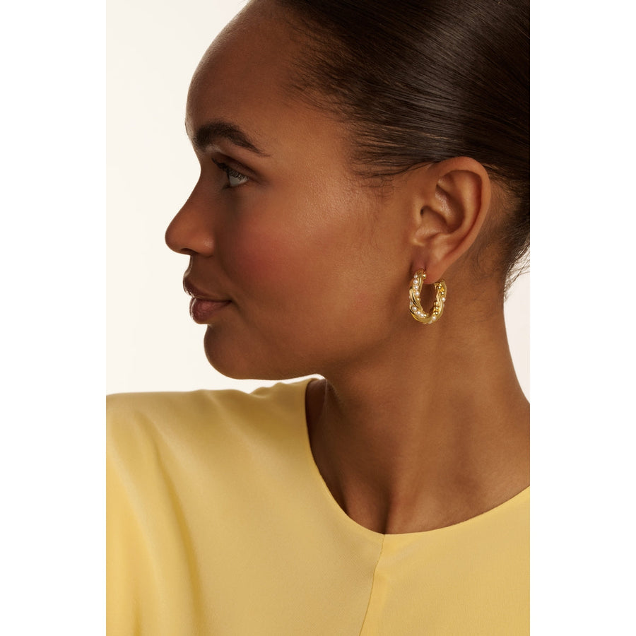 ted baker tiyaa: twisted pearl hoop earrings gold tone