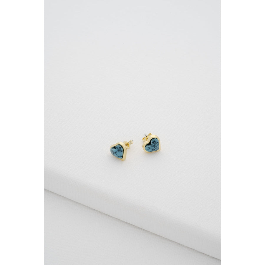 ted baker faris: faceted stone heart stud earrings gold tone