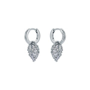 ted baker cherise: crystal cluster heart huggie drop earrings silver tone