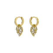 ted baker cherise: crystal cluster heart huggie drop earrings gold tone