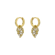 ted baker cherise: crystal cluster heart huggie drop earrings gold tone