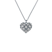 ted baker cherish: crystal cluster heart locket pendant necklace silver tone