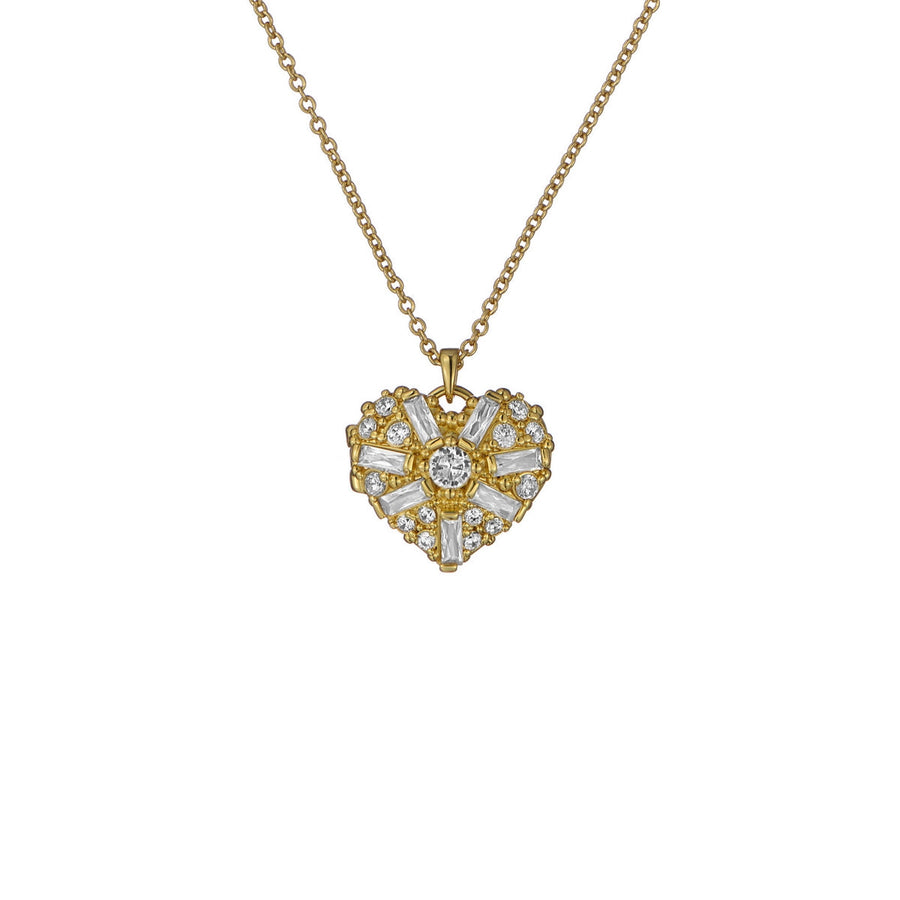 ted baker cherish: crystal cluster heart locket pendant necklace gold tone