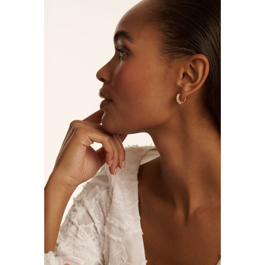 ted baker persia: pearl huggie earrings gold tone