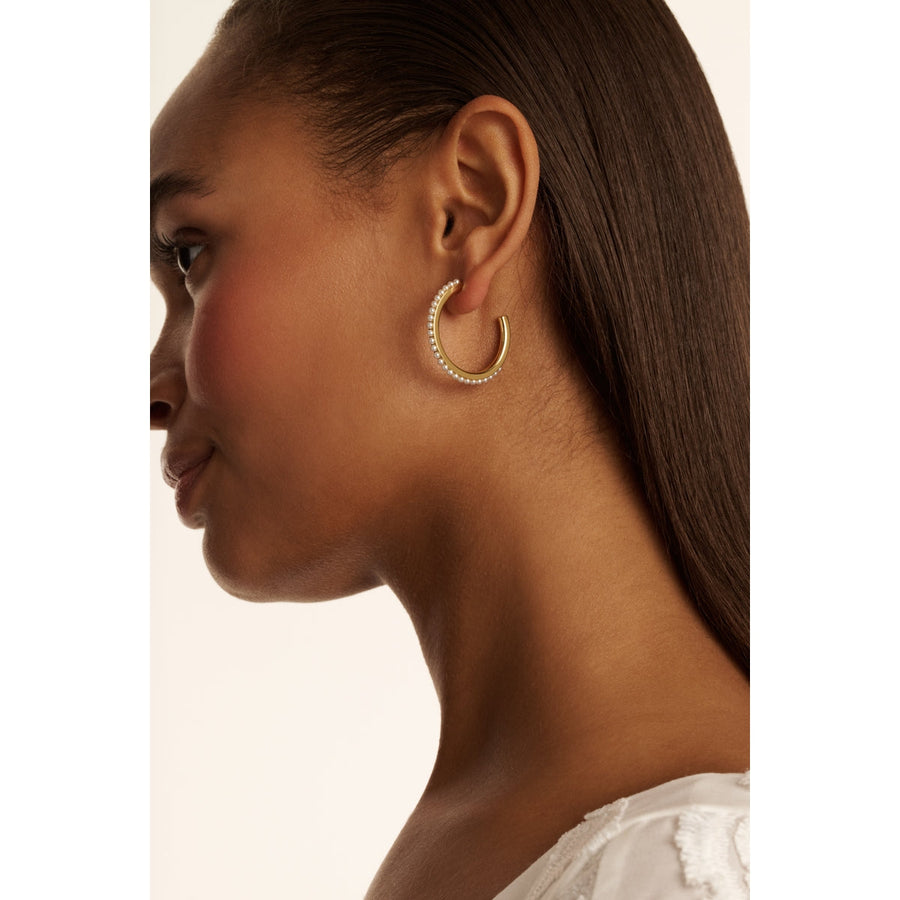 ted baker peraa: medium pearl hoop earrings gold tone