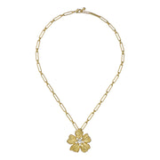 petrice: flower statement crystal pendant necklace gold tone clear crystal