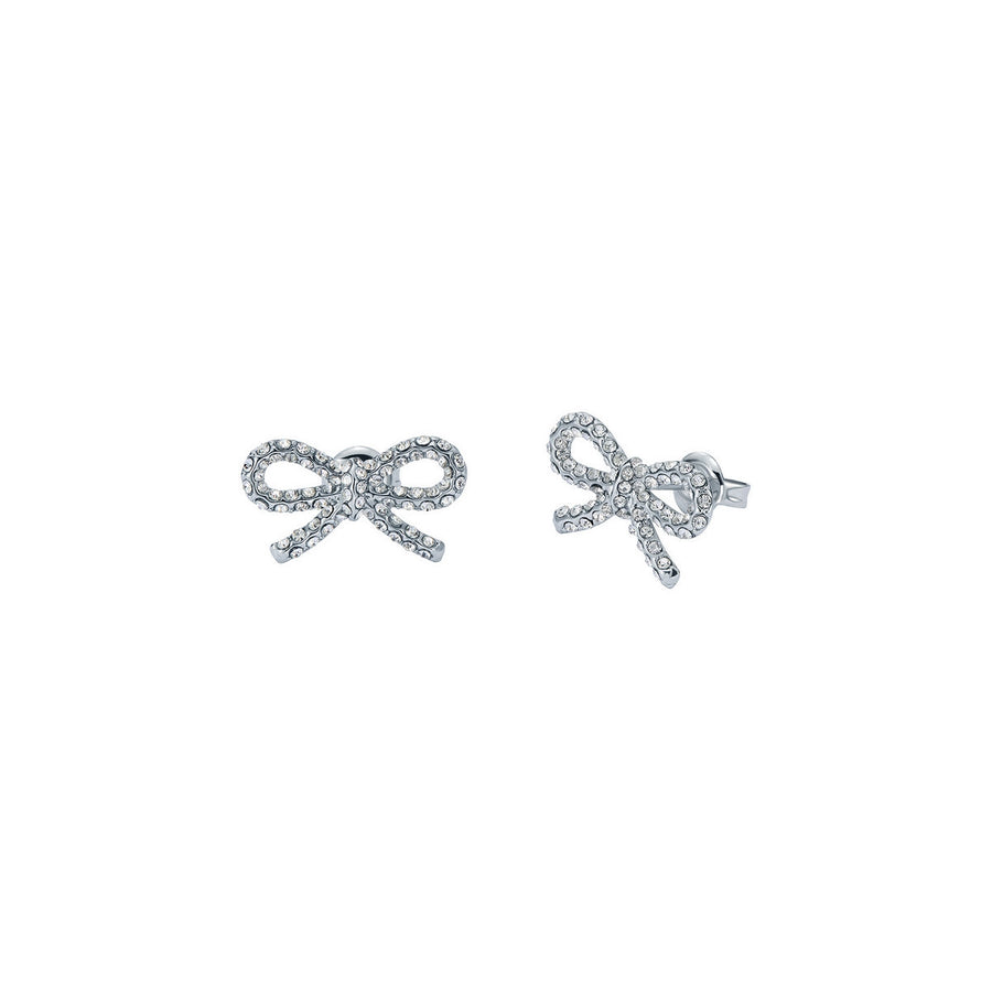 ted baker ribecca: crystal ribbon bow silver tone stud earrings