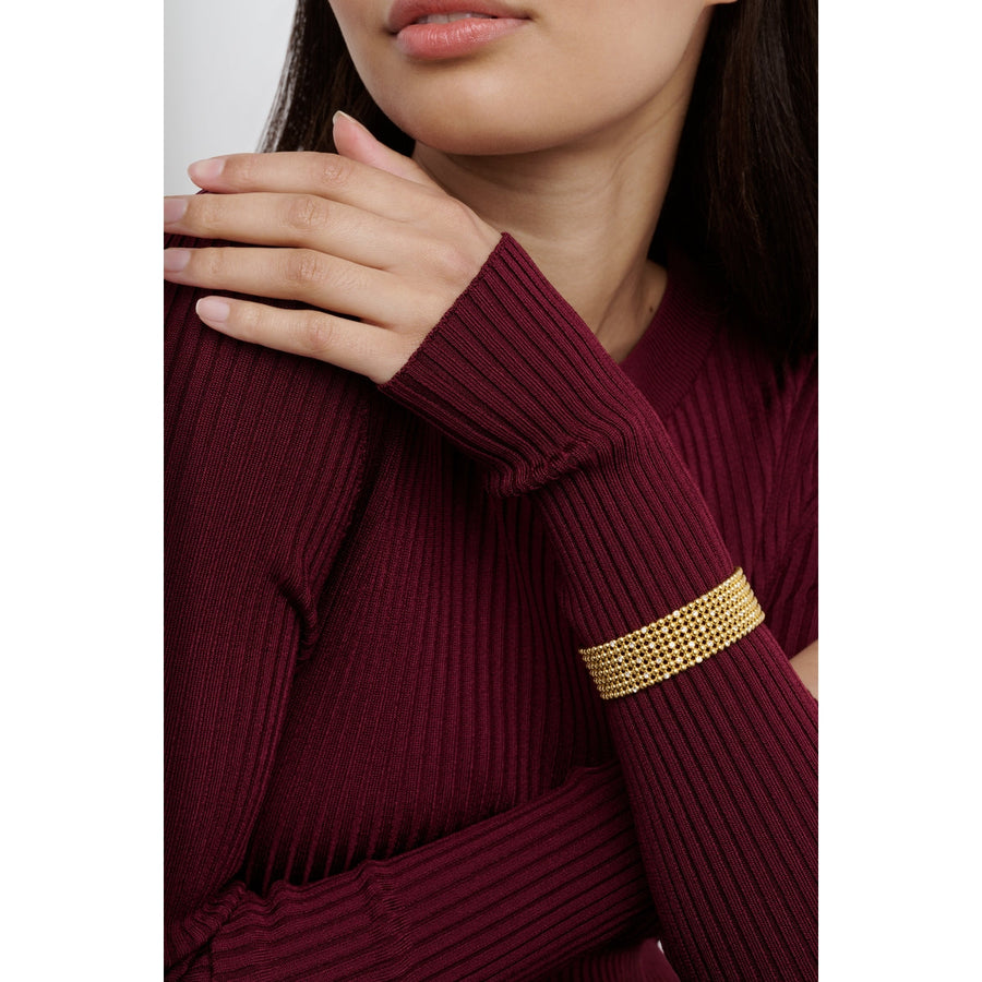 ted baker bobbi: crystal bobble wide gold tone bangle bracelet