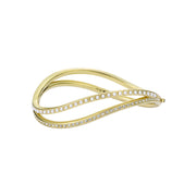 ted baker wavie: jewelled wave hinged crystal pearl gold tone bangle bracelet