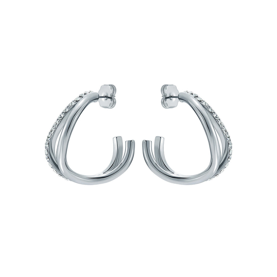 ted baker wayva: jewelled wave crystal silver tone large hoop earrings