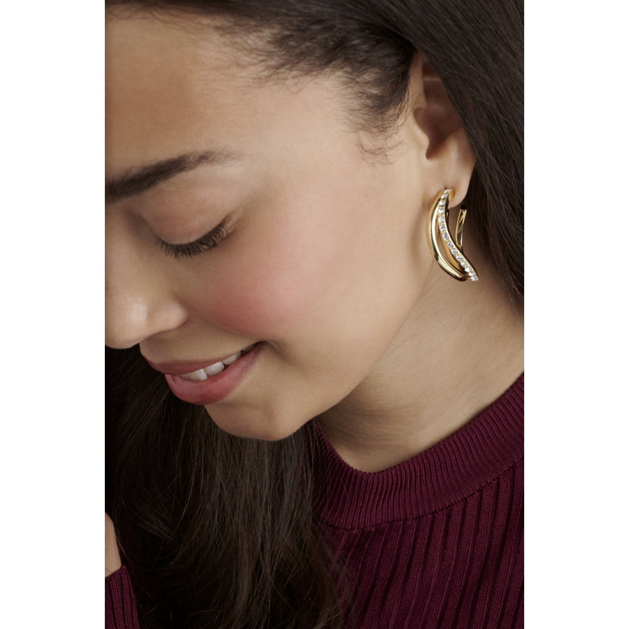 ted baker wayva: jewelled wave crystal gold tone large hoop earrings