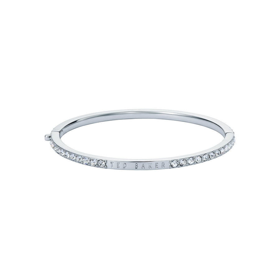 ted baker claudia: narrow crystal silver tone hinged bangle bracelet