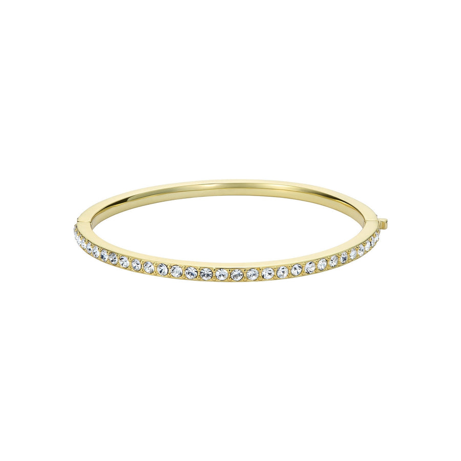 ted baker claudia: narrow crystal gold tone hinged bangle bracelet