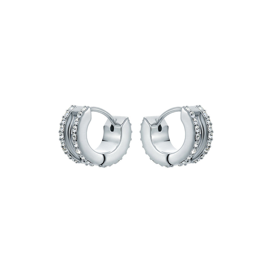 ted baker rosie: crystal roll huggie earrings silver tone clear crystal