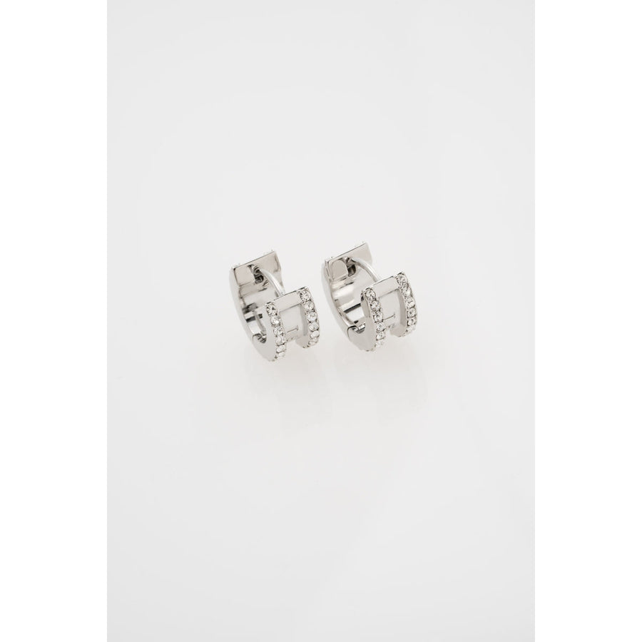 ted baker rosie: crystal roll huggie earrings silver tone clear crystal