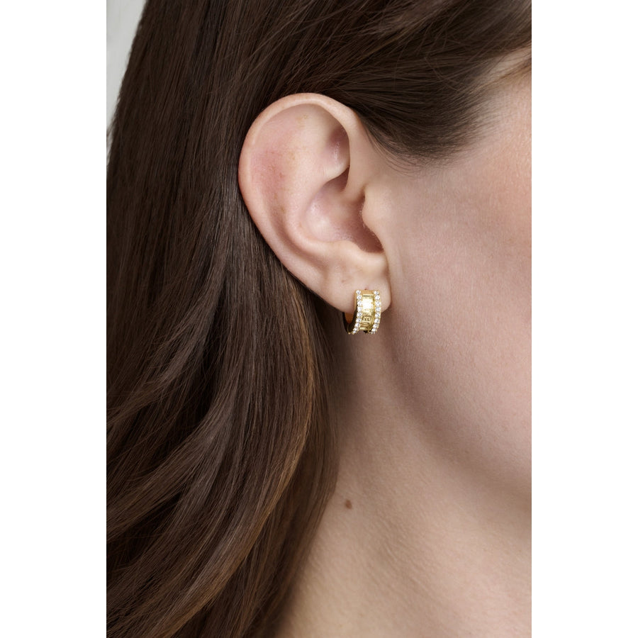 ted baker rosie: crystal roll huggie earrings gold tone clear crystal