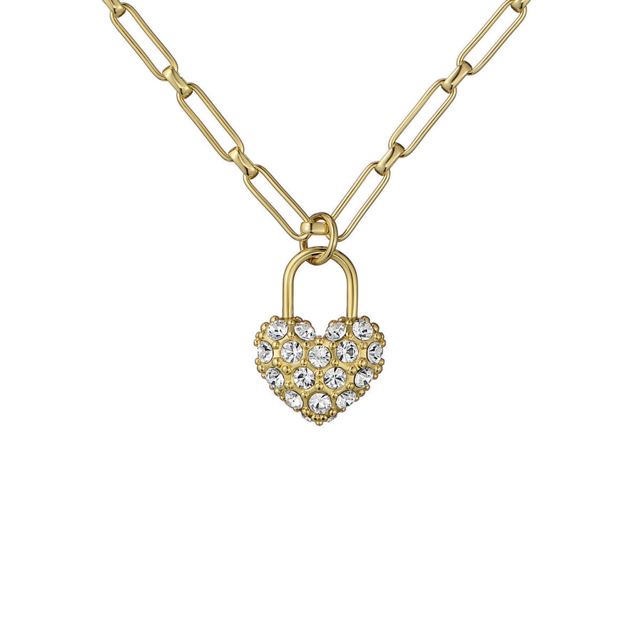 ted baker paris: statement pave crystal padlock pendant necklace gold tone clear crystal