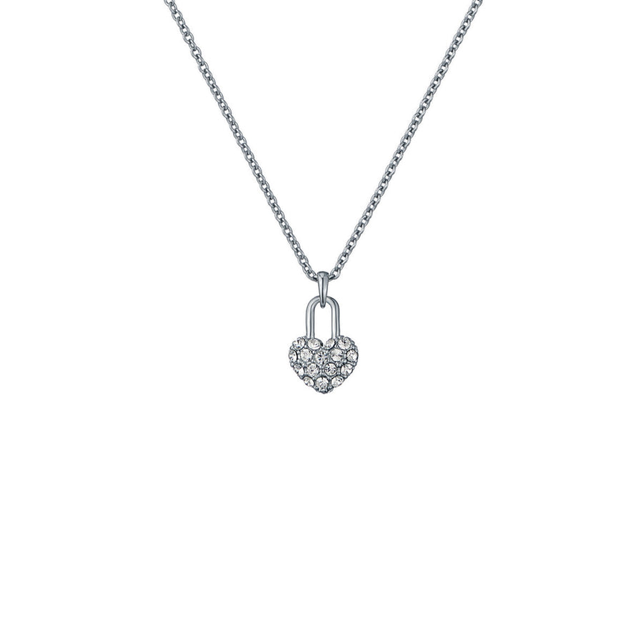 ted baker paige: pave crystal padlock pendant necklace silver tone clear crystal