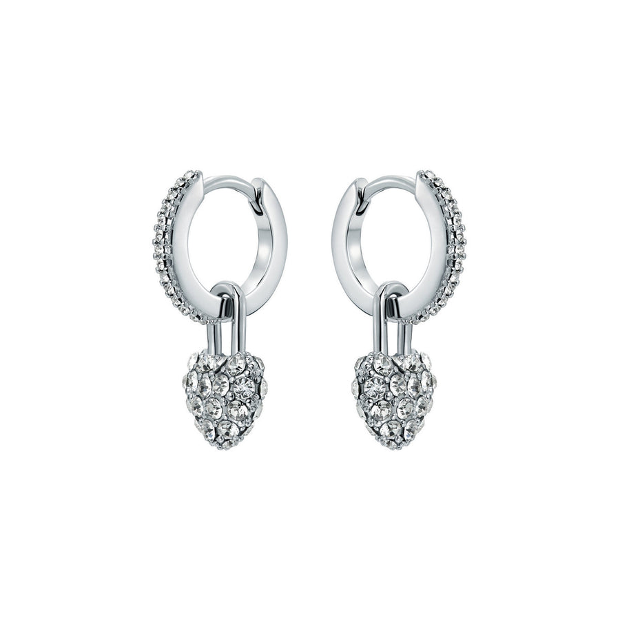 ted baker pari: pave crystal padlock huggie earrings silver tone clear crystal