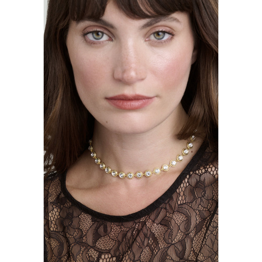 ted baker solanna: solitaire sparkle crystal chain necklace gold tone clear crystal