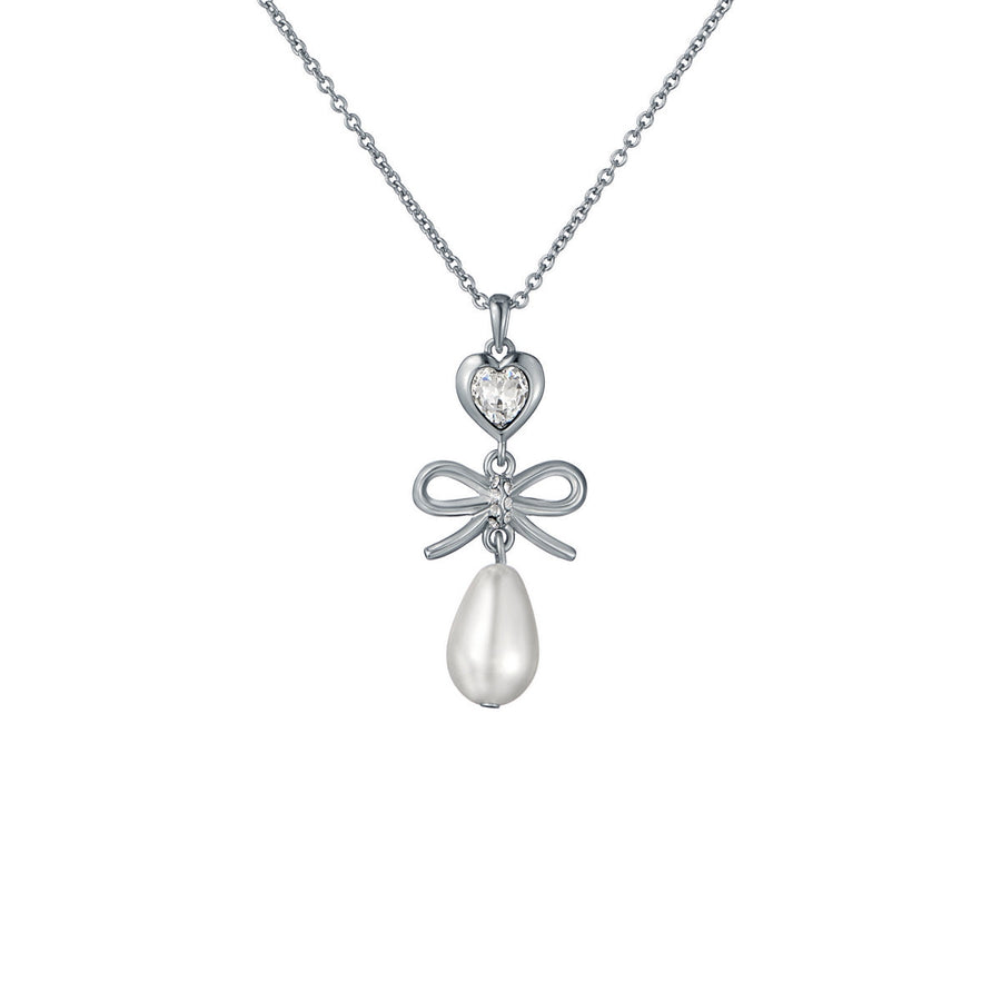 ted baker imogen: icon charm heart bow pearl drop pendant necklace