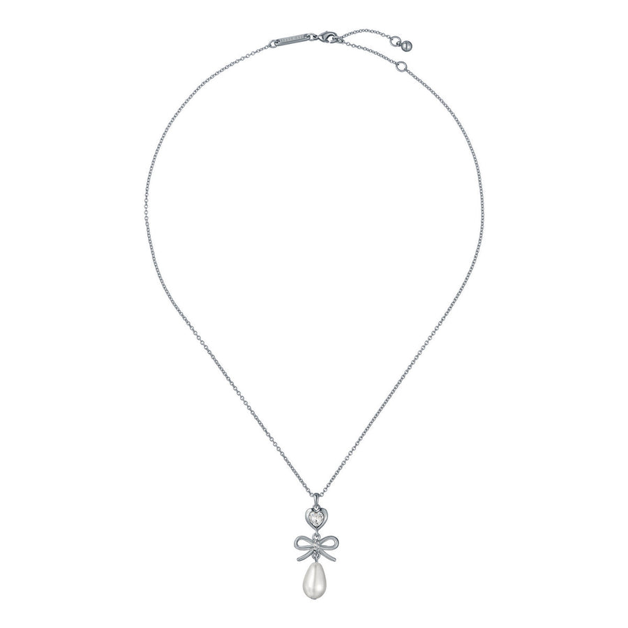 ted baker imogen: icon charm heart bow pearl drop pendant necklace