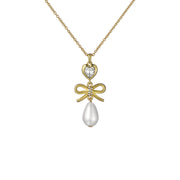 ted baker imogen: icon charm heart bow pearl drop pendant necklace