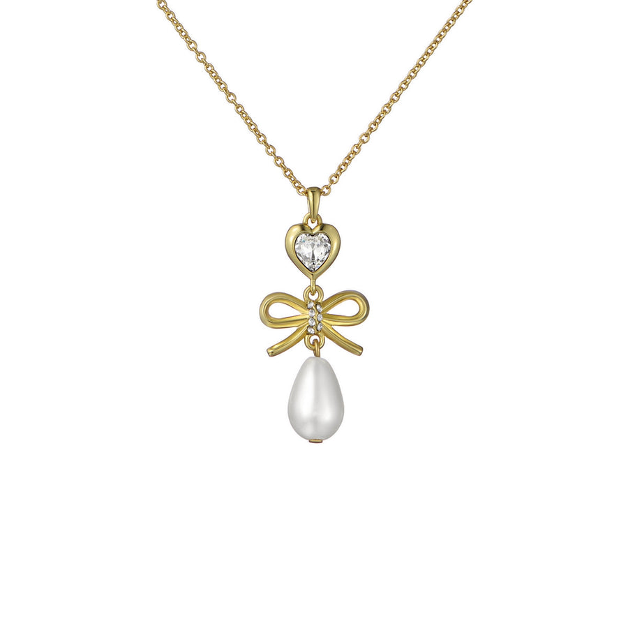 ted baker imogen: icon charm heart bow pearl drop pendant necklace