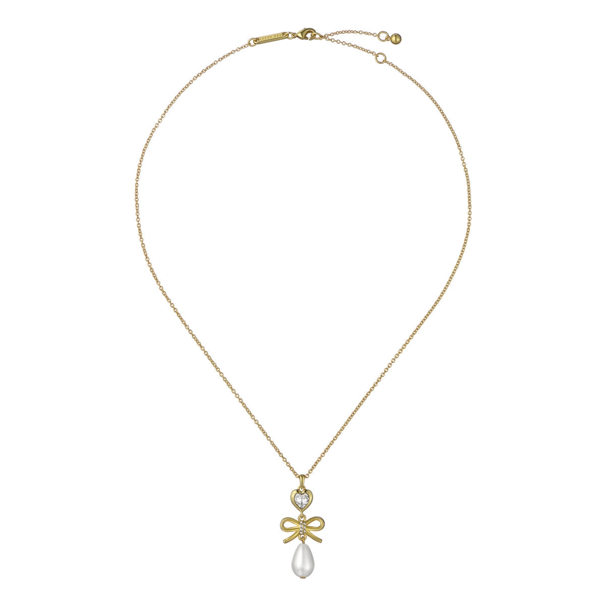 ted baker imogen: icon charm heart bow pearl drop pendant necklace