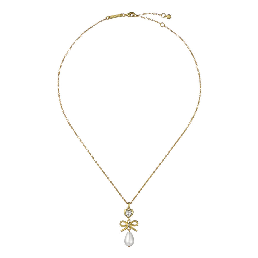 ted baker imogen: icon charm heart bow pearl drop pendant necklace