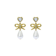 ted baker ivy: icon charm heart bow pearl drop earrings