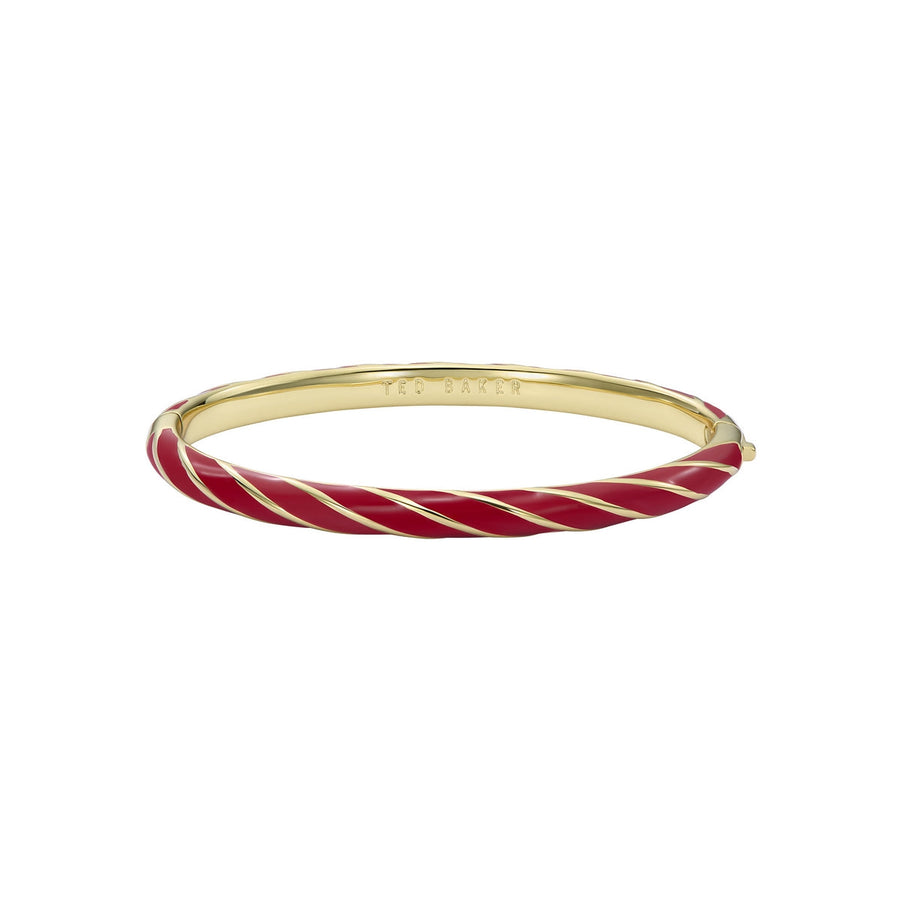 ted baker trinity: twist enamel hinged gold tone bangle bracelet