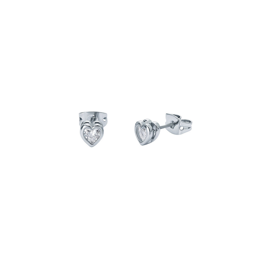 ted baker harmony: mini crystal heart stud earrings  silver tone clear crystal