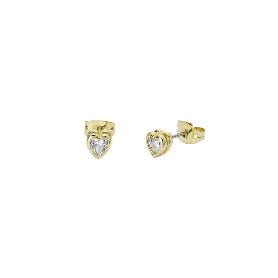ted baker harmony: mini crystal heart stud earrings gold tone clear crystal