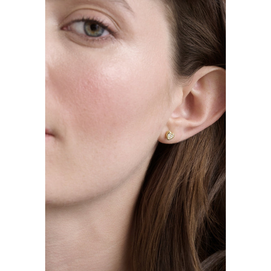 ted baker harmony: mini crystal heart stud earrings gold tone clear crystal