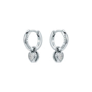 ted baker harper: mini crystal heart huggie earrings  silver tone clear crystal