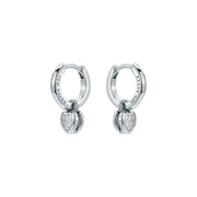 ted baker harper: mini crystal heart huggie earrings  silver tone clear crystal