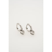 ted baker harper: mini crystal heart huggie earrings  silver tone clear crystal