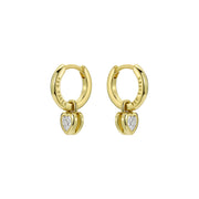 ted baker harper: mini crystal heart huggie earrings gold tone clear crystal