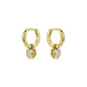 ted baker harper: mini crystal heart huggie earrings gold tone clear crystal
