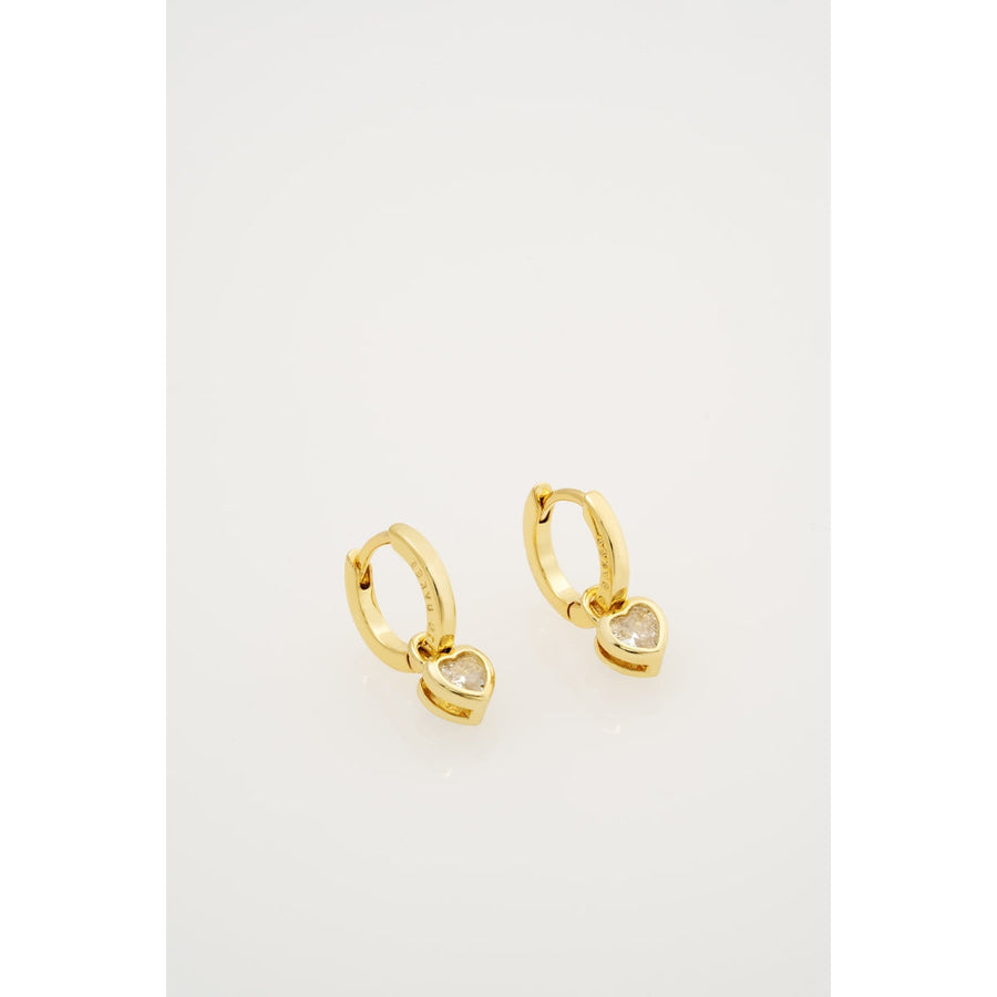 ted baker harper: mini crystal heart huggie earrings gold tone clear crystal