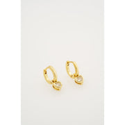 ted baker harper: mini crystal heart huggie earrings gold tone clear crystal