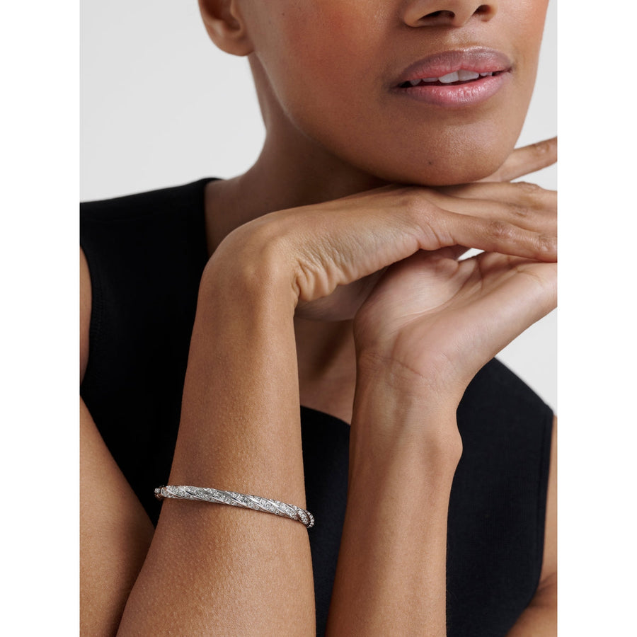 ted baker torvi: crystal twist hinged silver tone bangle bracelet